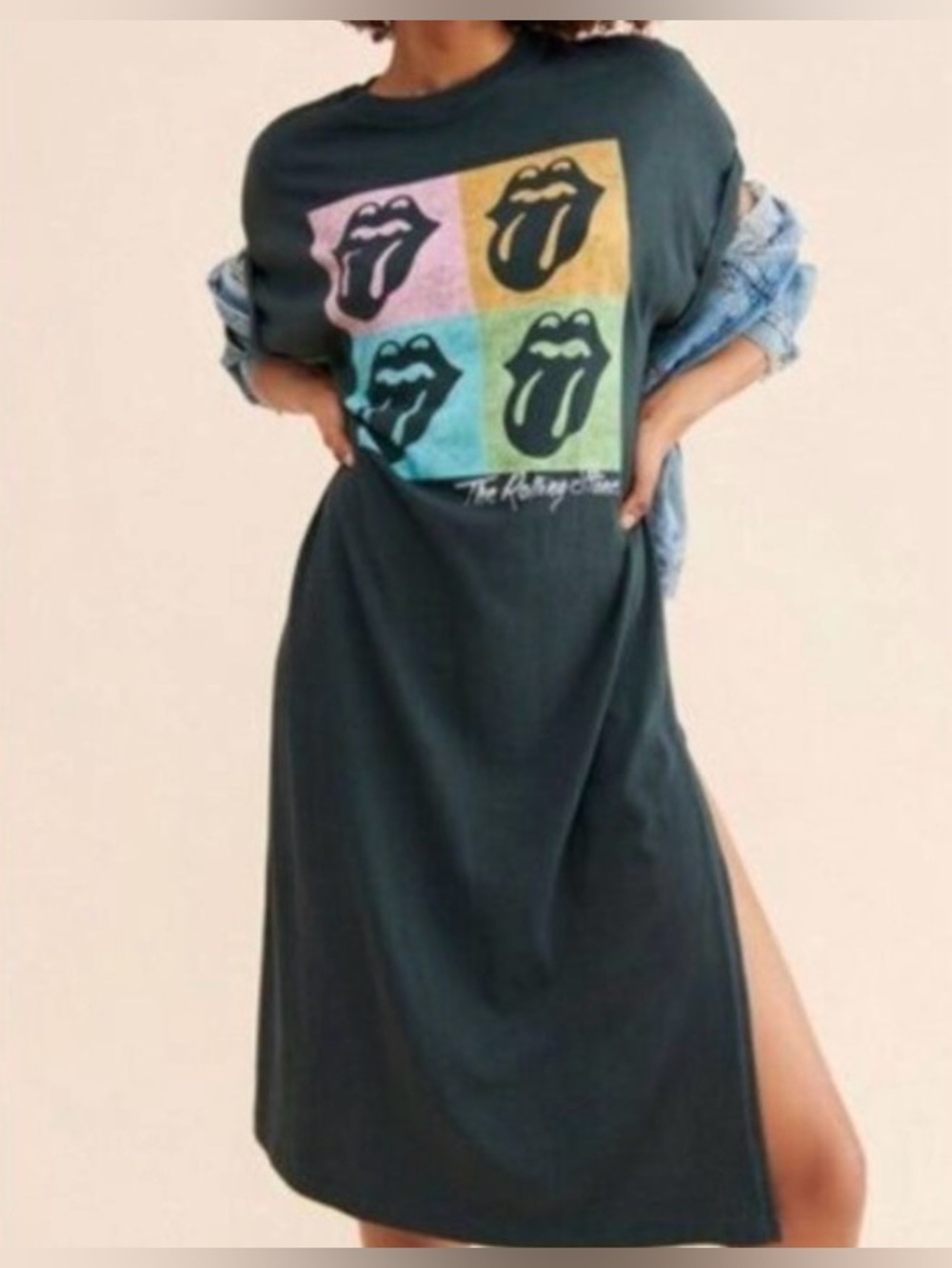 LET LUV Graphic Tee Dress with Color Block Detail